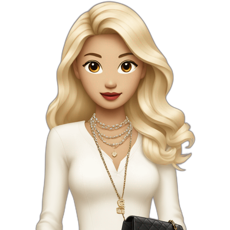 Blonde Chanel Asian Girl with Birkin bag and Chanel necklace emoji