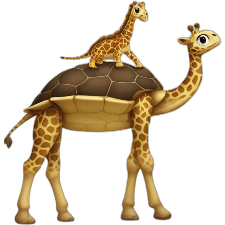 Un tortue sur une girafe emoji