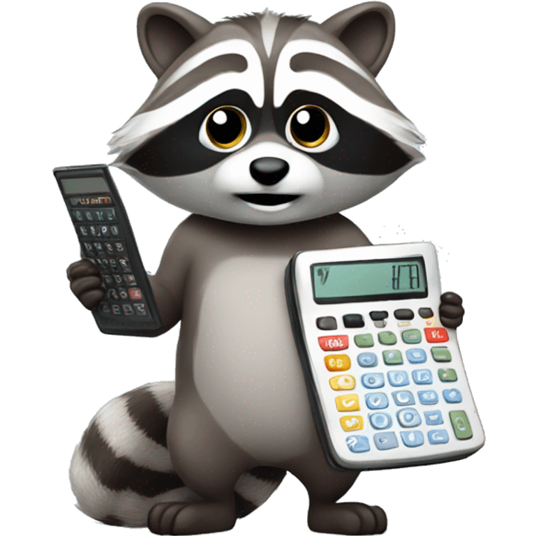 Racoon with a calculator emoji