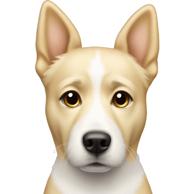 blonde and white dog with button ears emoji