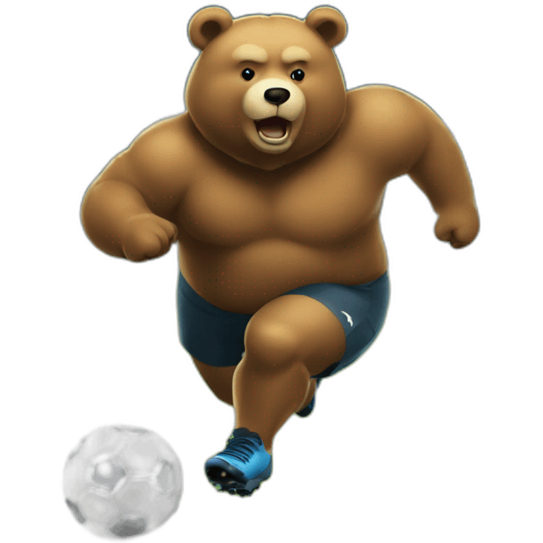 fat bear as soccer palyer running emoji