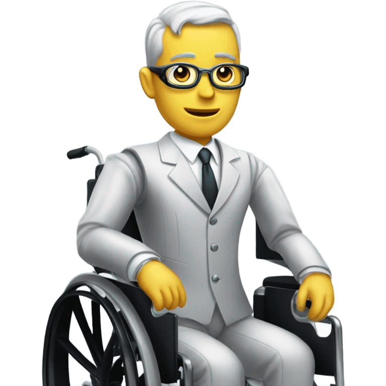 A robot in a suit and tie in a wheelchair emoji