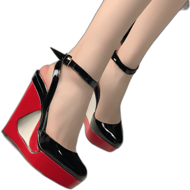 Platform wedges black louboutin sandal patent emoji