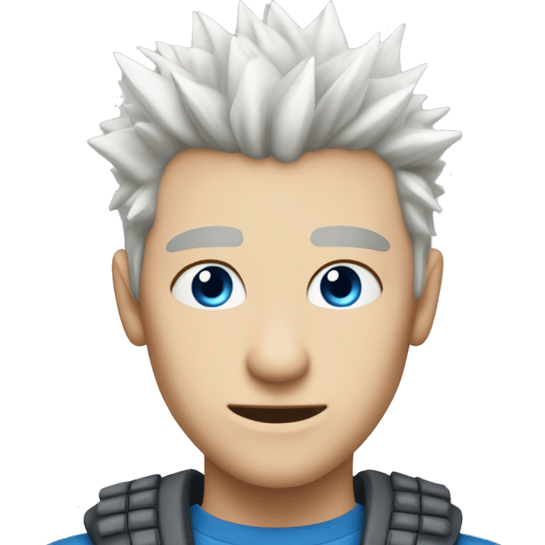 spiky white hair blue eyed young strong man with pale skin emoji