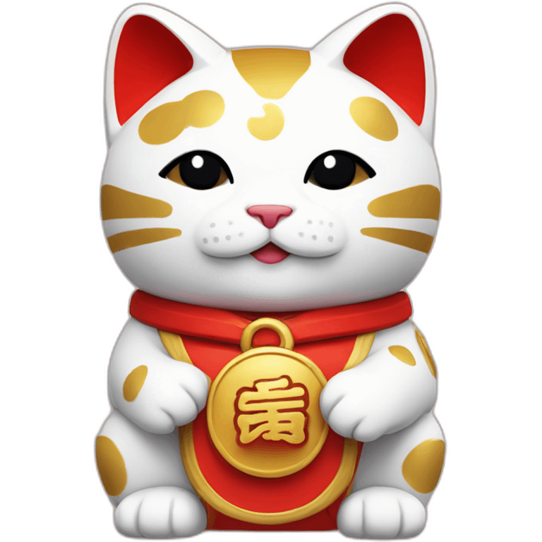 maneki neko with the hand straight and a red armband emoji