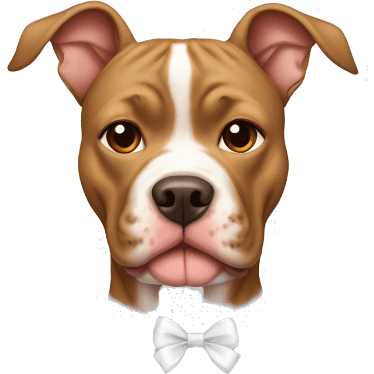 Light brown pitbull with ears cut and bows emoji