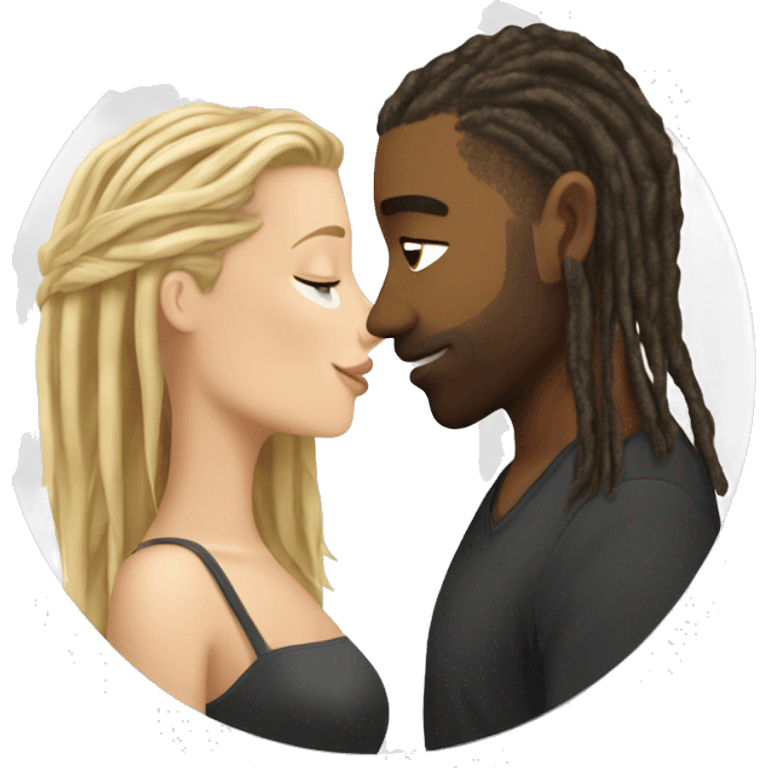 white girl with blonde hair kissing a light skin man with blonde dreads  emoji