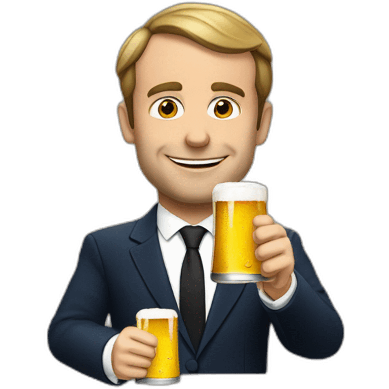 Macron avec une bière emoji