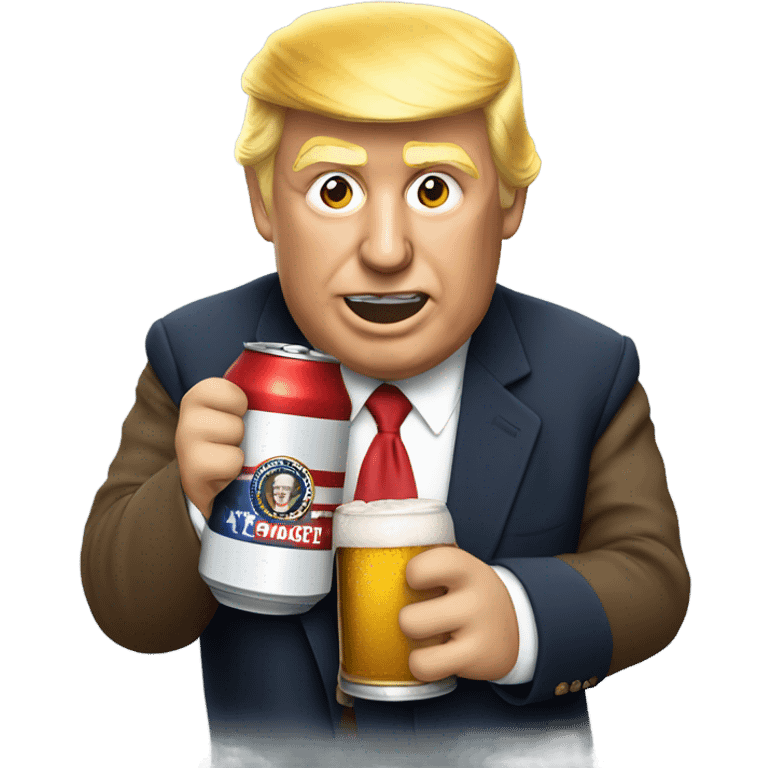 Trump drinking beer emoji