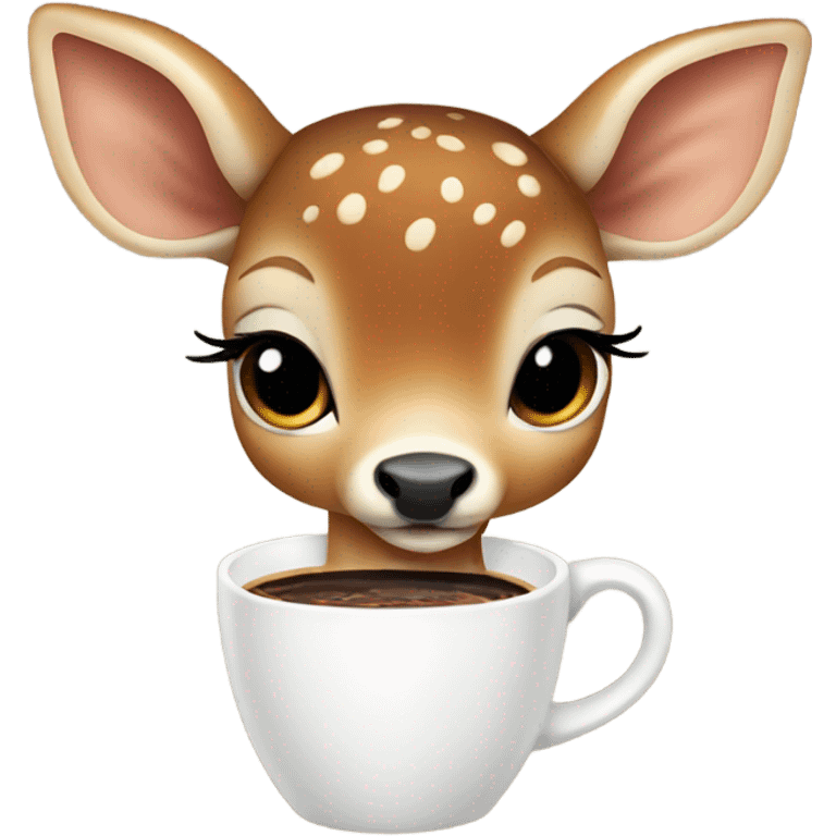  Baby deer drinking iced coffee emoji