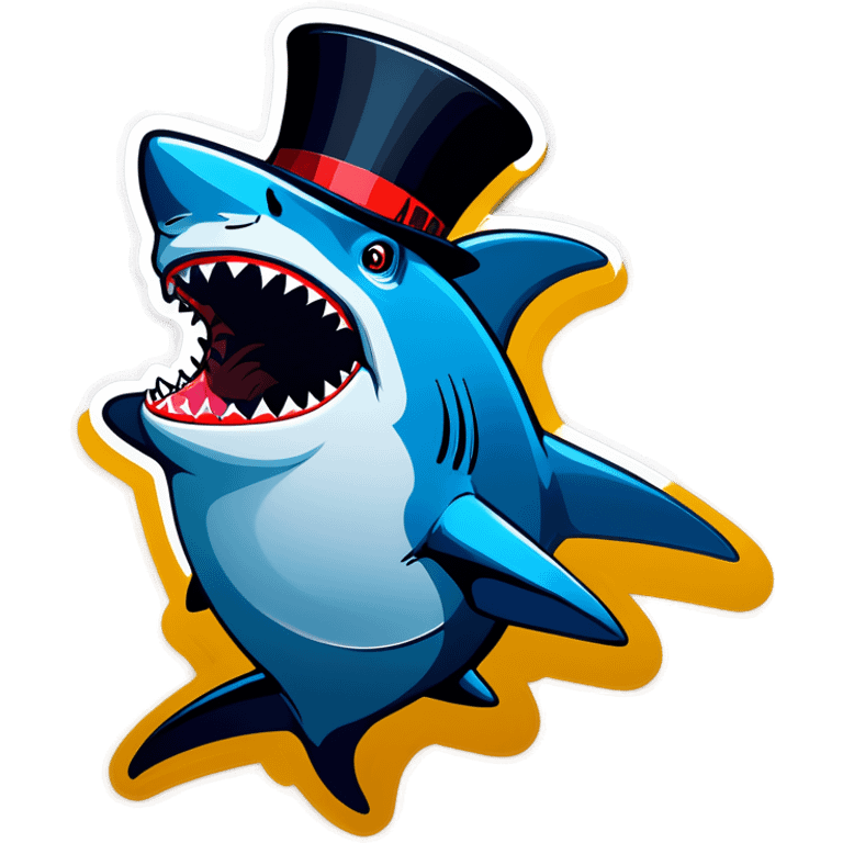 Shark with a top hat emoji