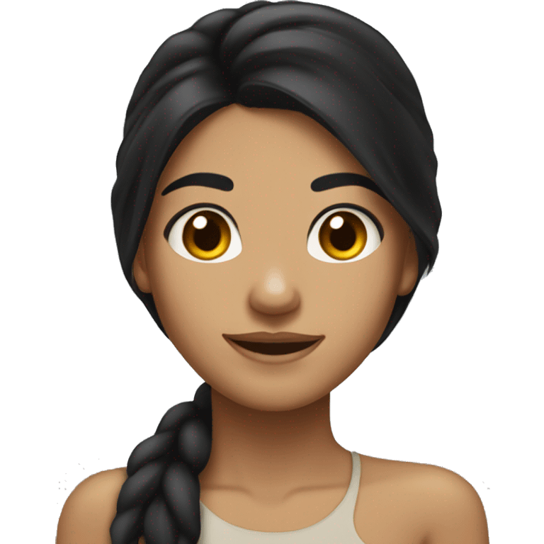 Tan girl long black hair brown eyes and dimples emoji