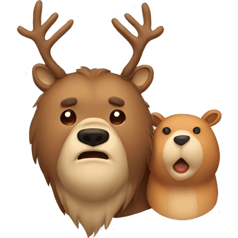 a bear and a deer, no antlers emoji