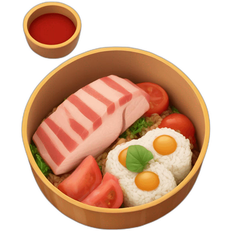 bento box on the theme of pork Rosso  emoji