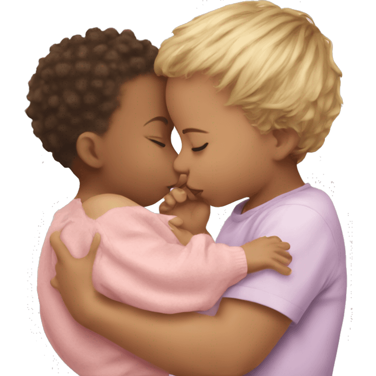 Baby kissing a baby  emoji