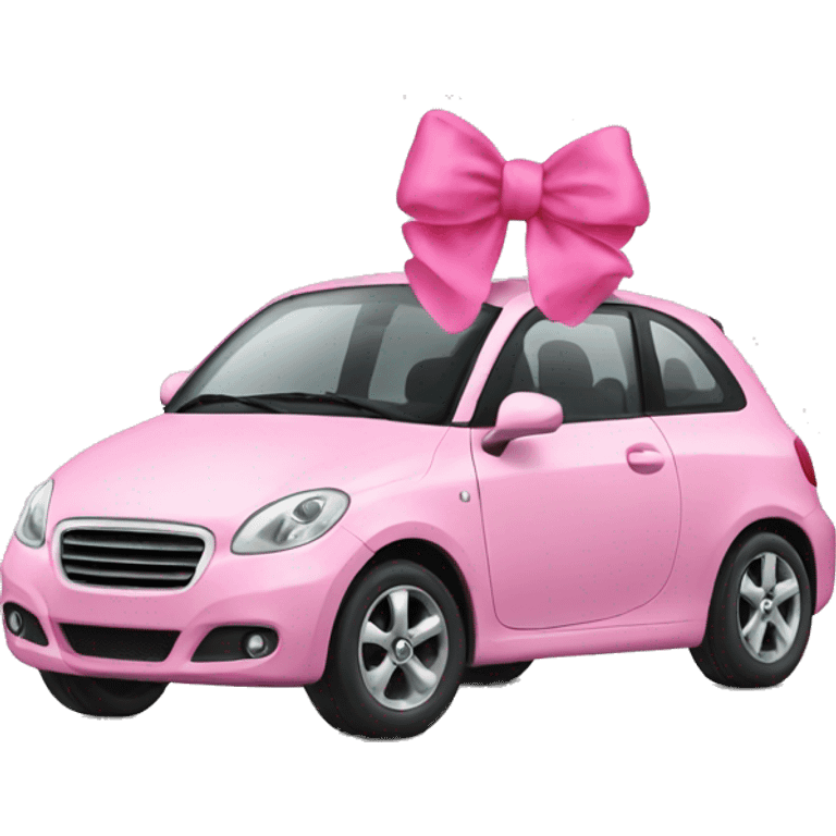 Car with pink bow emoji