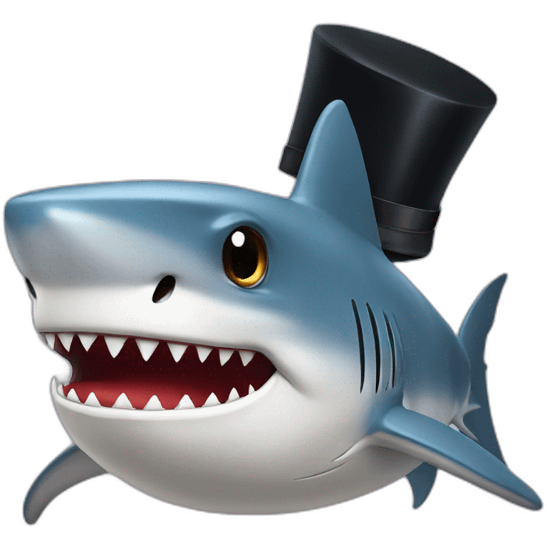 Shark with a top hat emoji