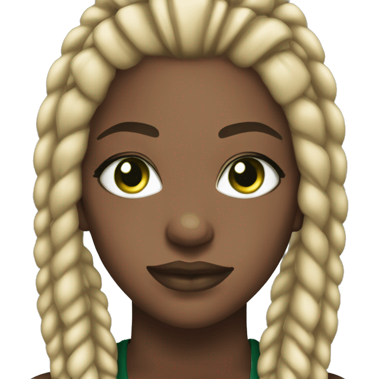 black woman blonde cornrows green almond eyes full lips emoji