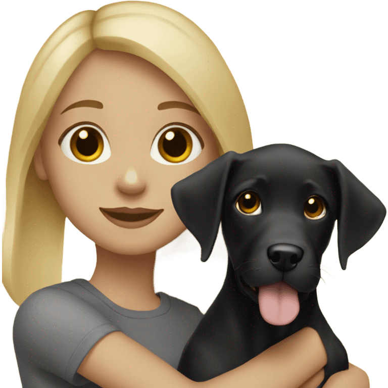 Blonde girl with black lab puppy emoji