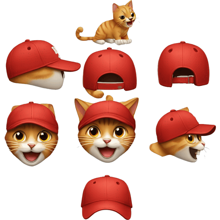 cat with big front teeth and a red sports cap emoji