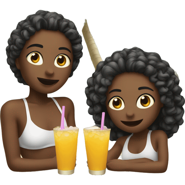 Me and my sister enjoying a little drink on the beach  emoji