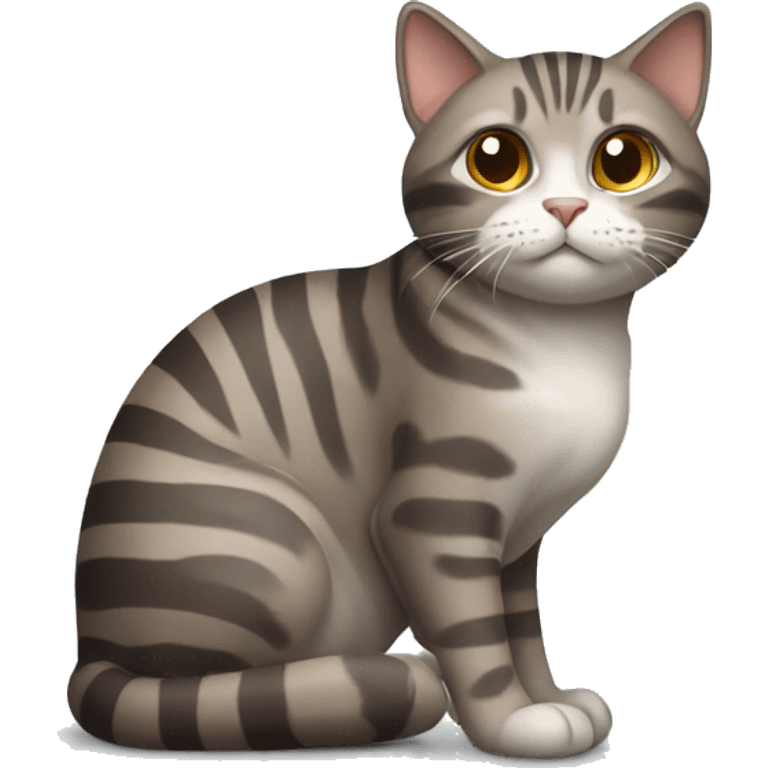 Brown and gray cat stripes sitting down  emoji