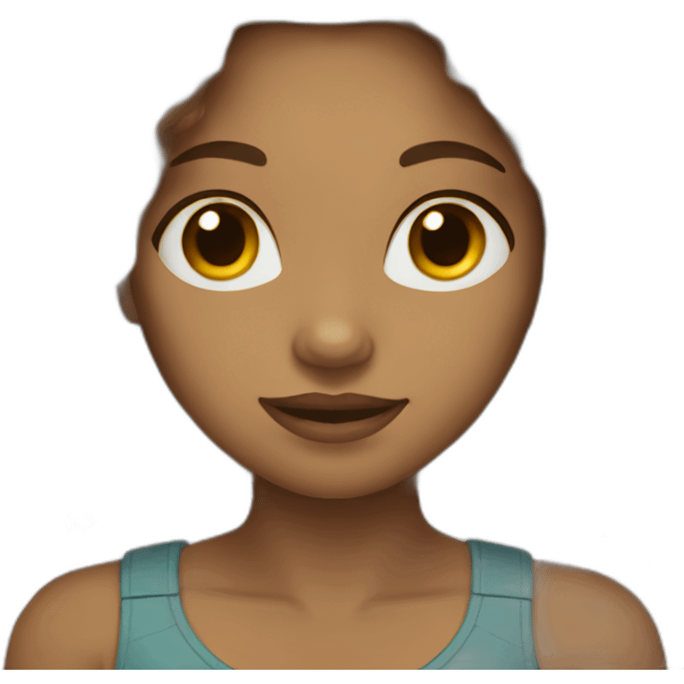 woman light brown skin long dark curly hair emoji