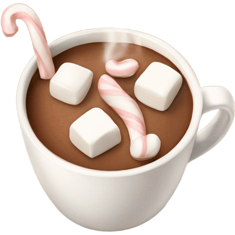 Light beige mug of hot chocolate with marshmallows  emoji