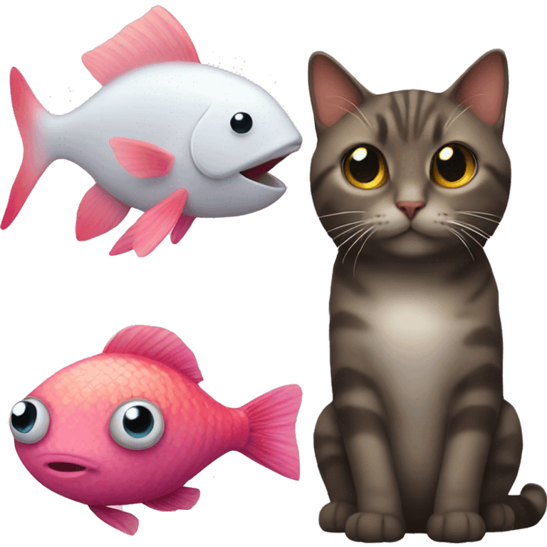 a pink fish with a cat  emoji