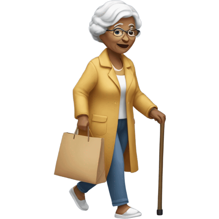 A grandma crossing the street  emoji