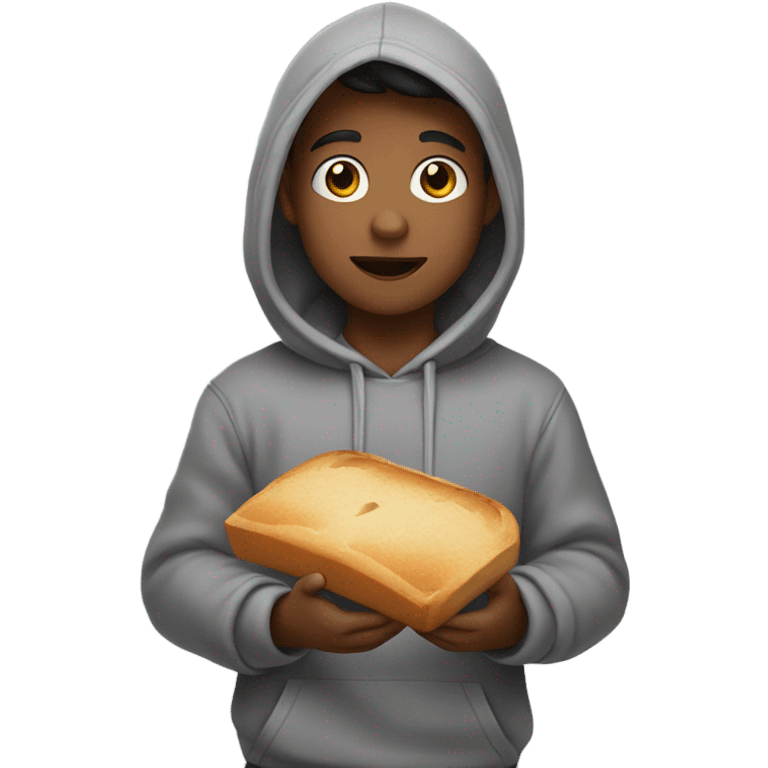 hooded boy gray bread  emoji