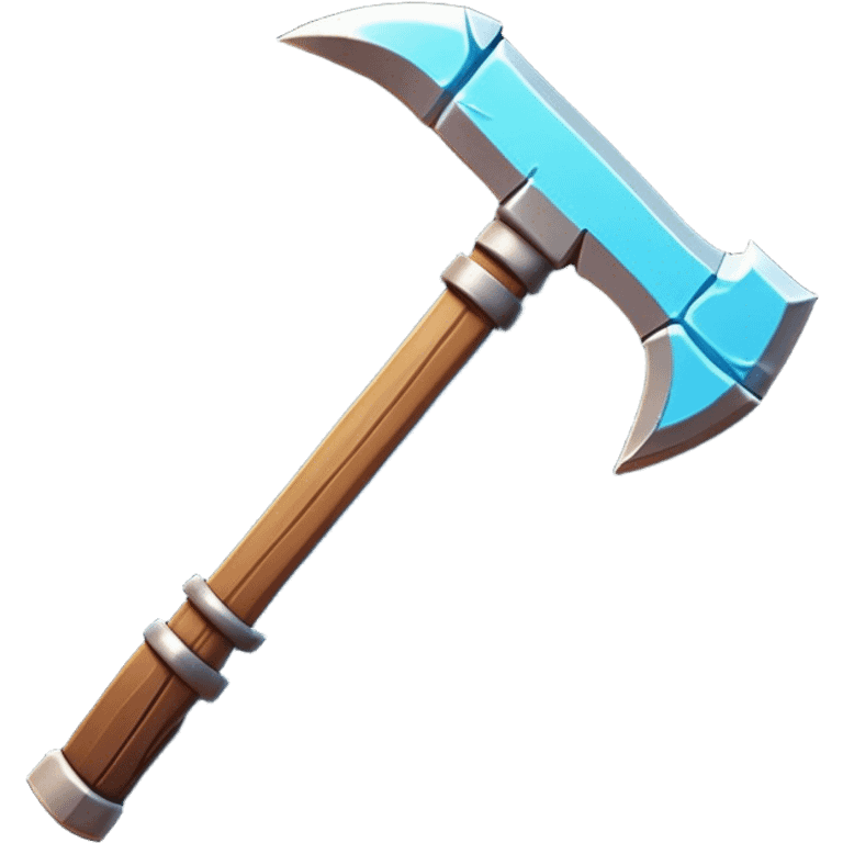 Clash of Clans aesthetic: Cinematic Playful Pixel 3D Pickaxe Portrait Emoji, rendered in a 3D vector-style similar to standard emojis with minimal shading and bold, simplified shapes. A compact, distinct form with signature details, softly glowing with a pixelated adventure charm. Simplified yet unmistakably iconic, highly detailed and consistent, glowing with a soft radiance and high shine. Stylized with a touch of classic pixel-art charm and a soft glowing outline, capturing the essence of a beloved gaming relic with a friendly, playful manner! emoji