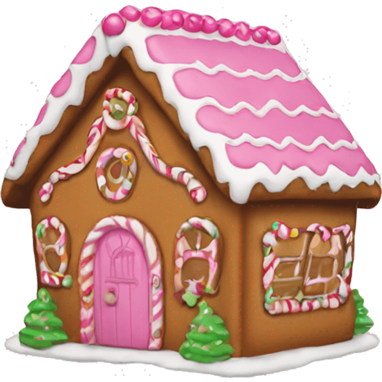 Gingerbread house pink emoji