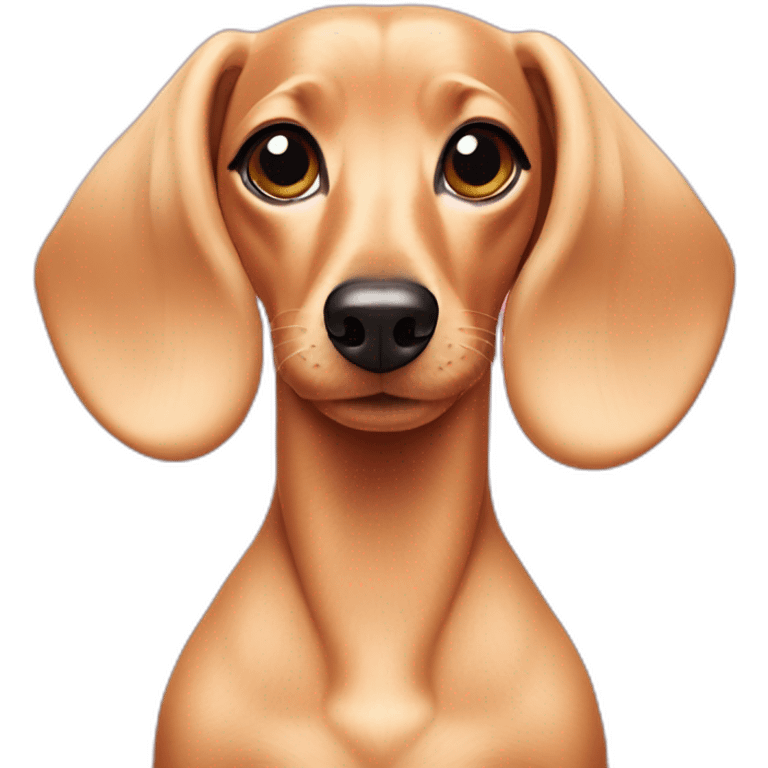 blonde dachshund in barbie style pink makeup emoji