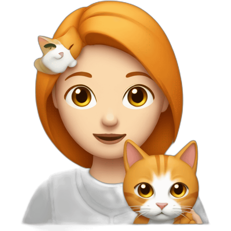 Woman with a Ginger white cat in the arms emoji