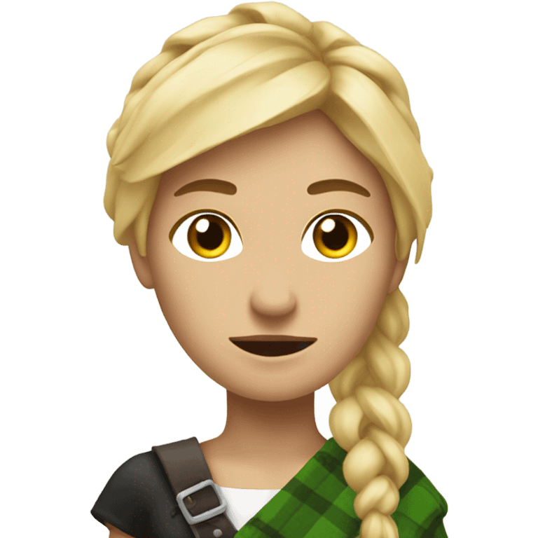 A blonde woman in a kilt with holes because she is poor emoji