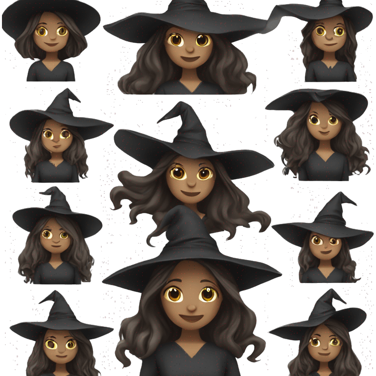 witch on a broom dark long hair white skin emoji