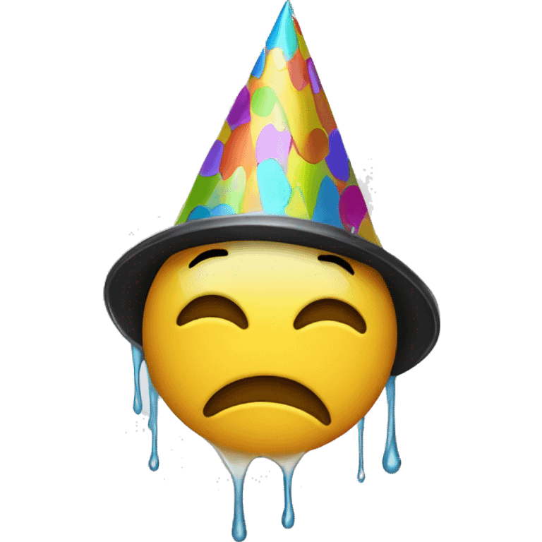 Crying face with party hat  emoji