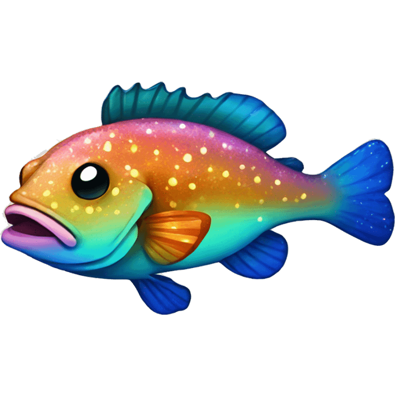 Two Kawaii grouper with many colors and glitter  emoji