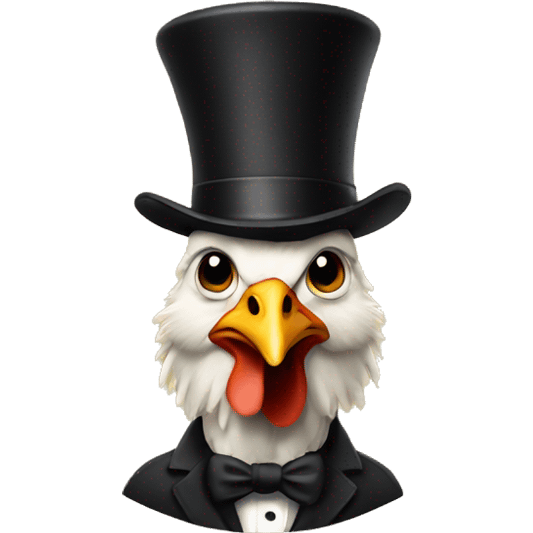 Chicken man wearing a top hat  emoji