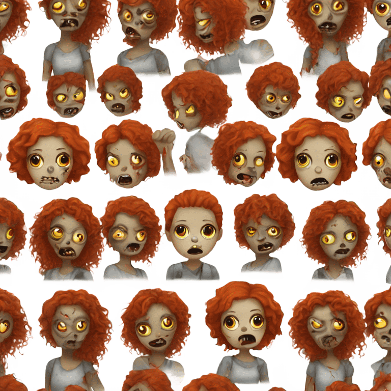 Zombie girl with long red curly hair emoji