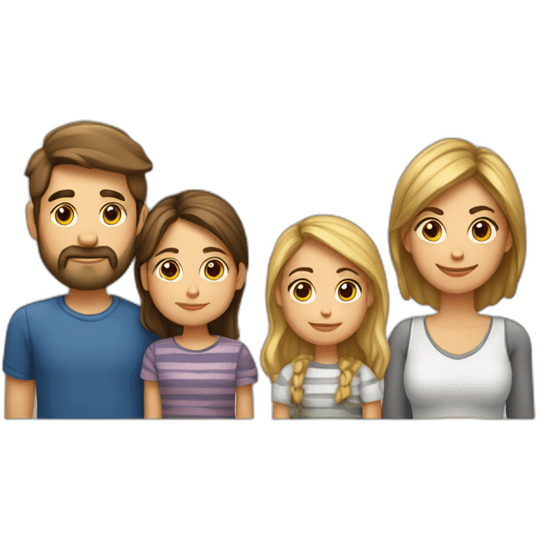 Papa-mama-hijo rubio-hija morena-perro breton emoji