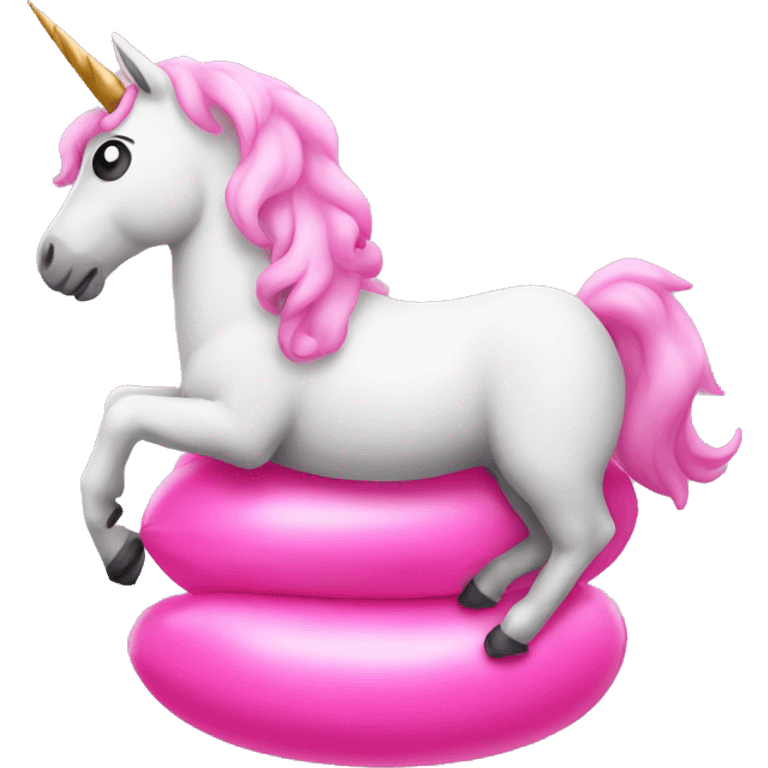 Unicorn in a pink inflatable  emoji