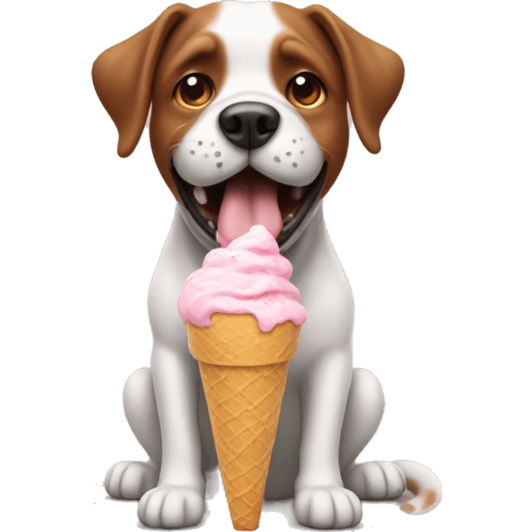 A dog eating ice cream emoji