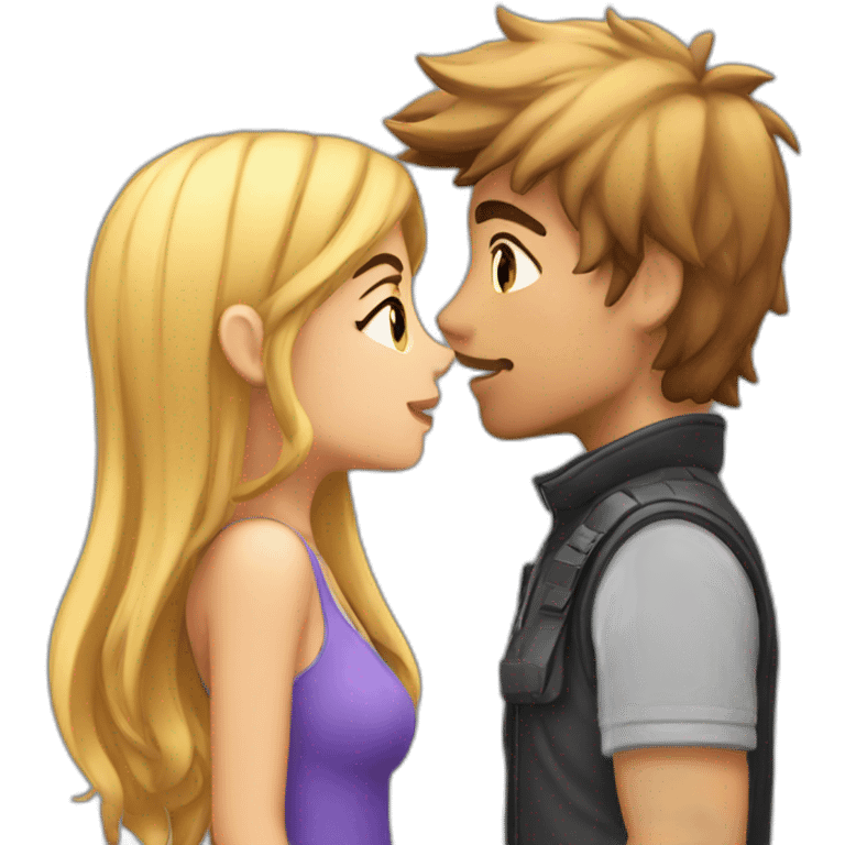 Gamer boy kiss his girlfriend emoji