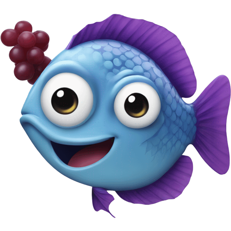 fish , grape, silly emoji