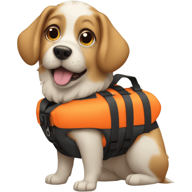 Dog wearing a life jacket  emoji