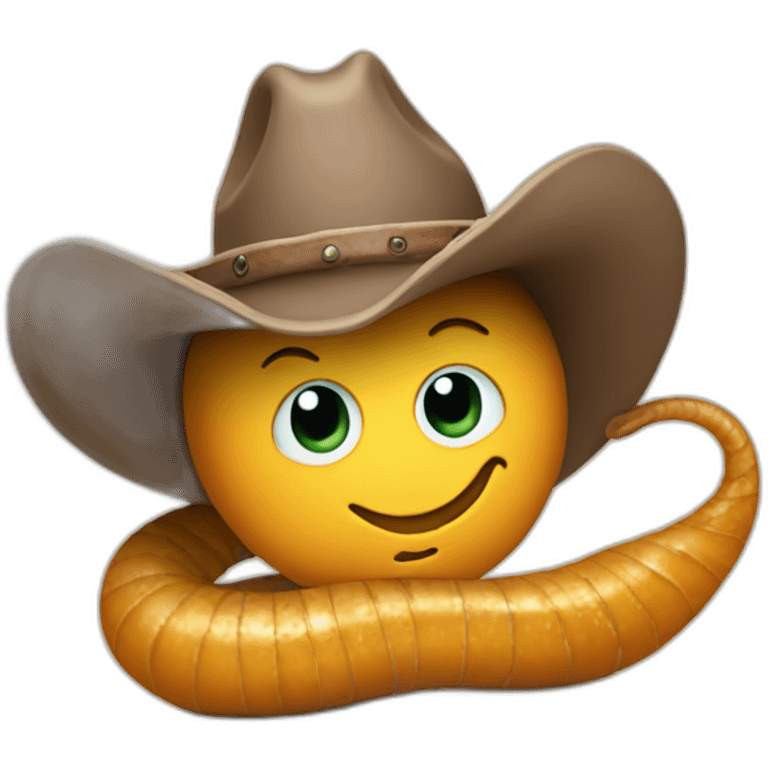 stellla the worm wearing a cowboy hat emoji