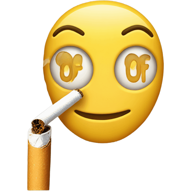 Smiling face smoking cigarette with the word oof emoji