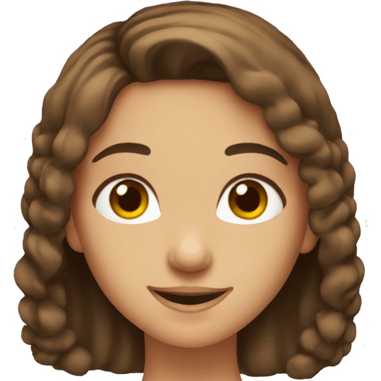 Girl with brown hair,brown eyes, happy emoji